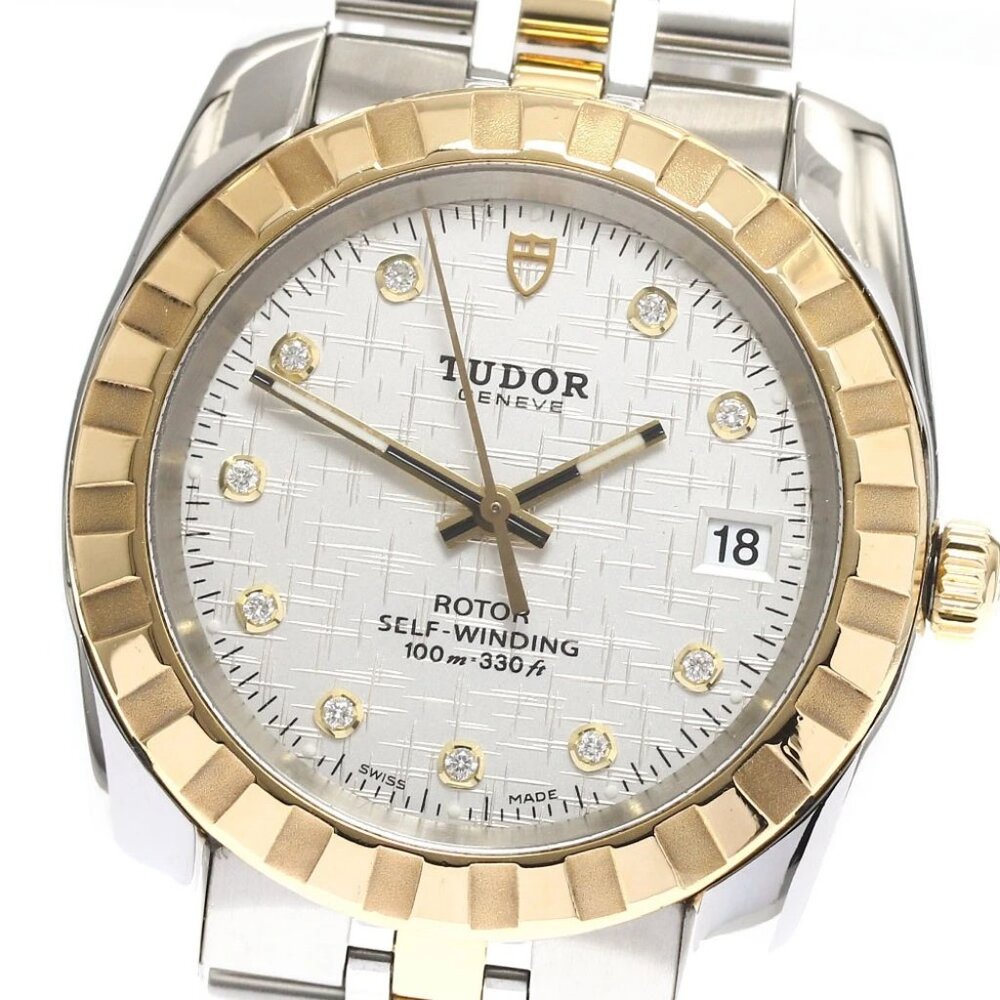 TUDOR Classic Date YG2 tone 10P diamond Automatic Men's Watch